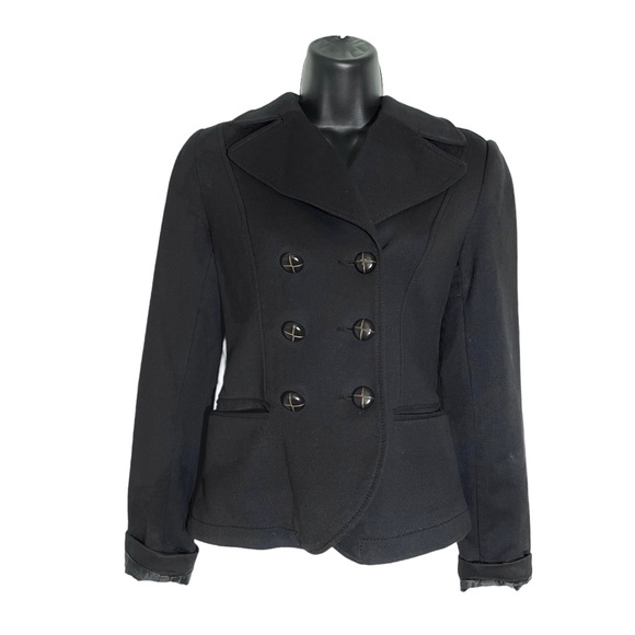 H&M Jackets & Blazers - Black H&M double breasted polyester cotton cropped jacket size 4